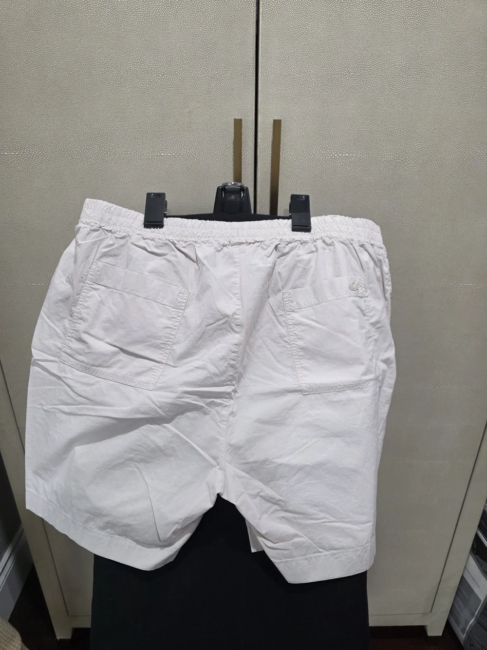 Lacoste Men's Light Cream Flat-Front Elastic Waist Shorts